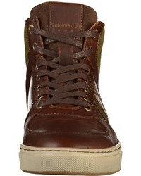 dunkelbraune hohe Sneakers aus Leder von Pantofola D'oro