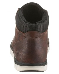 dunkelbraune hohe Sneakers aus Leder von PETROLIO