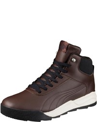 dunkelbraune hohe Sneakers aus Leder von Puma