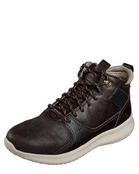 dunkelbraune hohe Sneakers aus Leder von Skechers