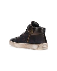 dunkelbraune hohe Sneakers aus Leder von Santoni