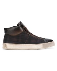 dunkelbraune hohe Sneakers aus Leder von Santoni