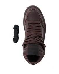 dunkelbraune hohe Sneakers aus Leder von Rick Owens DRKSHDW