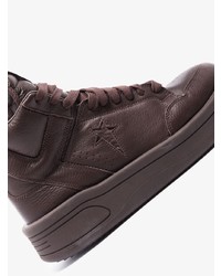 dunkelbraune hohe Sneakers aus Leder von Rick Owens DRKSHDW