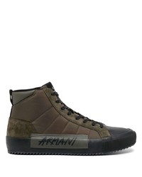 dunkelbraune hohe Sneakers aus Segeltuch von Armani Exchange