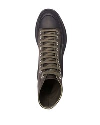 dunkelbraune hohe Sneakers aus Segeltuch von Alexander McQueen
