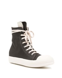 dunkelbraune hohe Sneakers aus Segeltuch von Rick Owens DRKSHDW