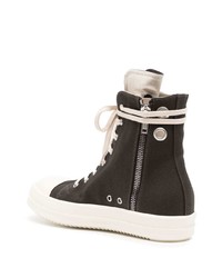 dunkelbraune hohe Sneakers aus Segeltuch von Rick Owens DRKSHDW