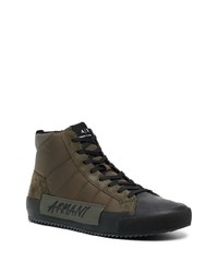 dunkelbraune hohe Sneakers aus Segeltuch von Armani Exchange