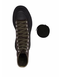 dunkelbraune hohe Sneakers aus Segeltuch von Alexander McQueen