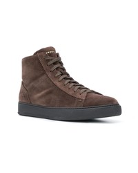 dunkelbraune hohe Sneakers aus Wildleder von Henderson Baracco