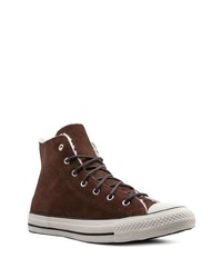 dunkelbraune hohe Sneakers aus Wildleder von Converse