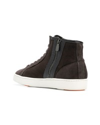 dunkelbraune hohe Sneakers aus Wildleder von Santoni