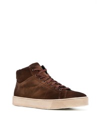 dunkelbraune hohe Sneakers aus Wildleder von Santoni