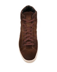 dunkelbraune hohe Sneakers aus Wildleder von Santoni