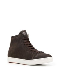 dunkelbraune hohe Sneakers aus Wildleder von Santoni