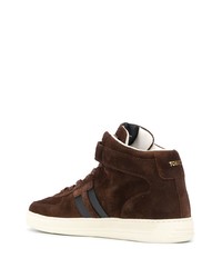 dunkelbraune hohe Sneakers aus Wildleder von Tom Ford