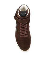 dunkelbraune hohe Sneakers aus Wildleder von Tom Ford