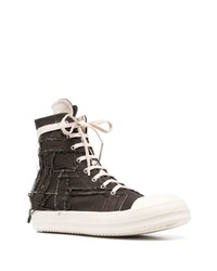 dunkelbraune hohe Sneakers von Rick Owens DRKSHDW