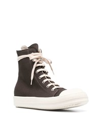 dunkelbraune hohe Sneakers von Rick Owens DRKSHDW