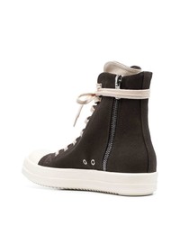 dunkelbraune hohe Sneakers von Rick Owens DRKSHDW