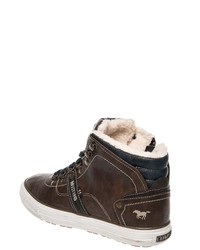 dunkelbraune hohe Sneakers von Mustang Shoes