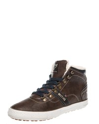 dunkelbraune hohe Sneakers von Mustang Shoes