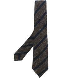dunkelbraune horizontal gestreifte Krawatte von Kiton