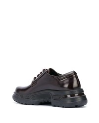 dunkelbraune klobige Leder Derby Schuhe von Giorgio Armani