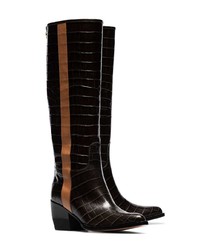 dunkelbraune kniehohe Stiefel aus Leder von Chloé