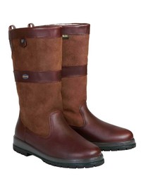 dunkelbraune kniehohe Stiefel aus Leder von Dubarry