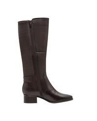 dunkelbraune kniehohe Stiefel aus Leder von Tamaris