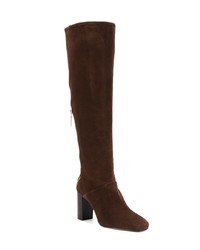 dunkelbraune kniehohe Stiefel aus Wildleder von Stuart Weitzman