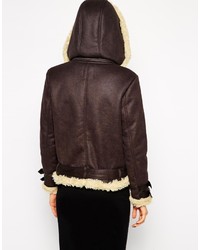 dunkelbraune Lammfelljacke von Asos