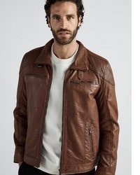 dunkelbraune Leder Bikerjacke von JCC