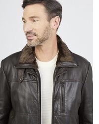 dunkelbraune Leder Bikerjacke von JCC