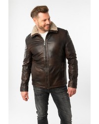 dunkelbraune Leder Bikerjacke von Mauritius
