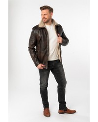 dunkelbraune Leder Bikerjacke von Mauritius