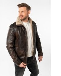 dunkelbraune Leder Bikerjacke von Mauritius