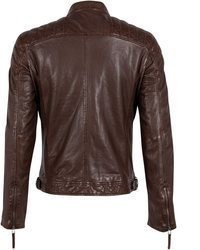 dunkelbraune Leder Bikerjacke von Mauritius