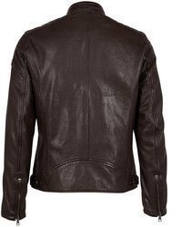 dunkelbraune Leder Bikerjacke von Mauritius