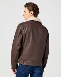 dunkelbraune Leder Bikerjacke von Wrangler