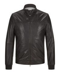dunkelbraune Leder Bomberjacke von Milestone