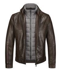 dunkelbraune Leder Bomberjacke von Milestone