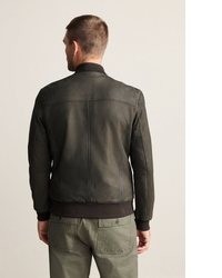 dunkelbraune Leder Bomberjacke von next