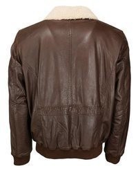 dunkelbraune Leder Bomberjacke von TOP GUN