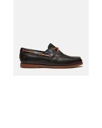 dunkelbraune Leder Bootsschuhe von Timberland