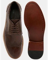 dunkelbraune Leder Brogues von Asos