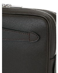 dunkelbraune Leder Clutch Handtasche von Valextra