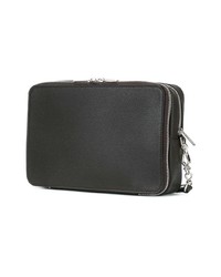 dunkelbraune Leder Clutch Handtasche von Valextra